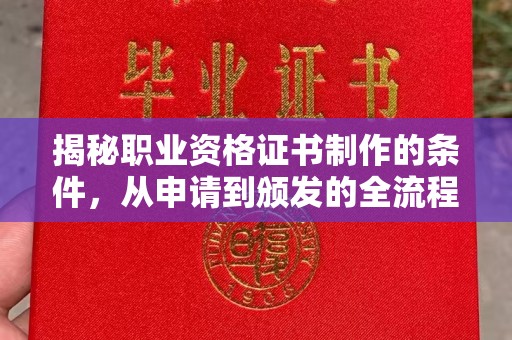 浈江揭秘职业资格证书制作的条件，从申请到颁发的全流程解析